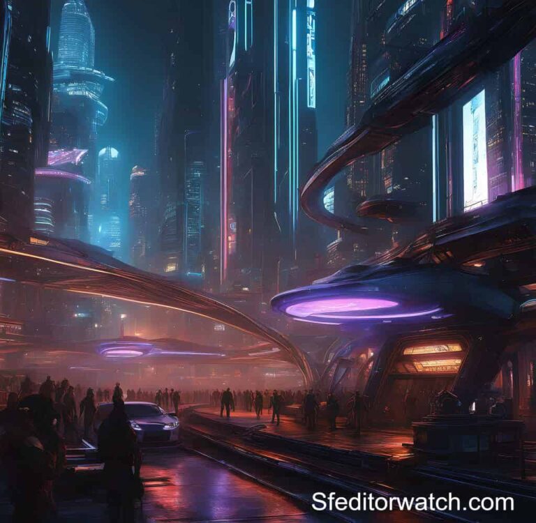 2004 Sci-Fi Films: A Look Back at the Best and Worst 1 2004 Sci-Fi Films: A futuristic cityscape with flying cars, robots, and other futuristic technology.