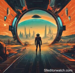 A futuristic cityscape, with towering skyscrapers and flying cars in 2009 sci fi movies